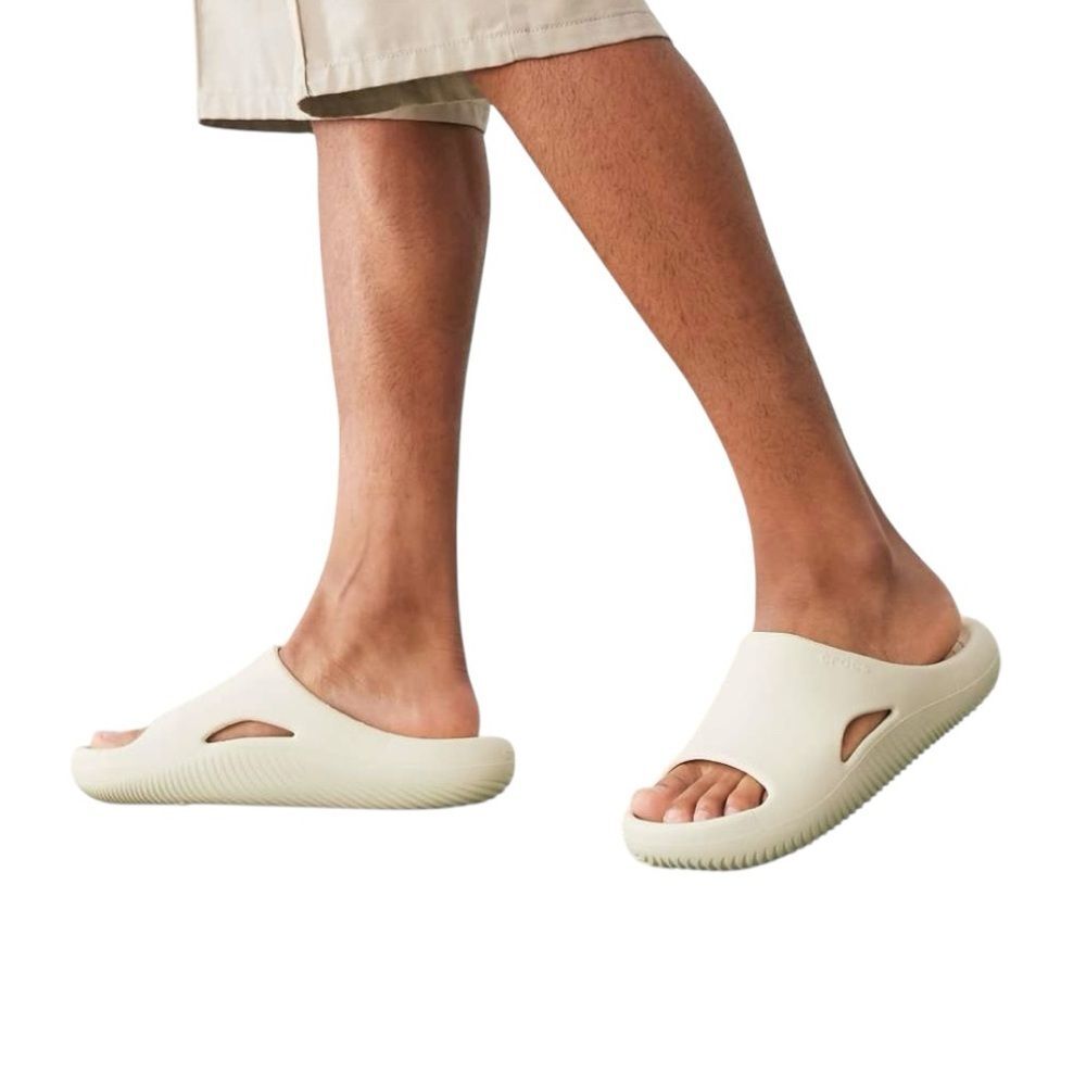 Crocs Mellow Recovery Thick Cushioned Slip-On Slide Sandals In Bone Men 7